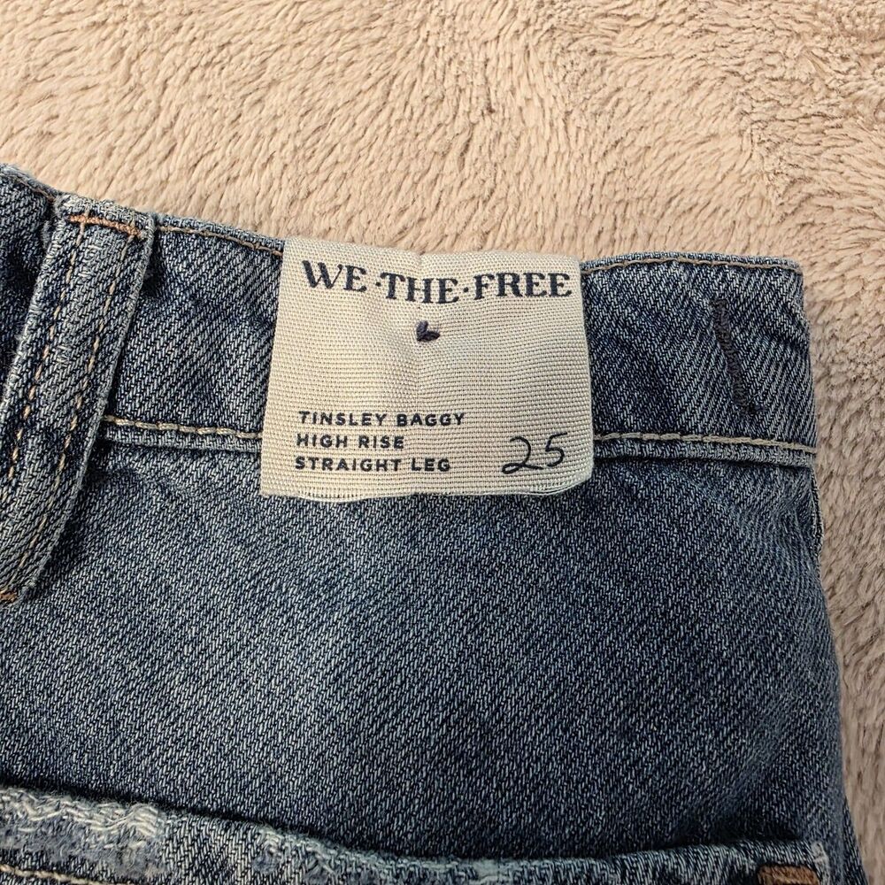 NEW Free People We The Free Tinsley Baggy High-Rise Jeans 25 Medium Wash - Picture 3 of 3